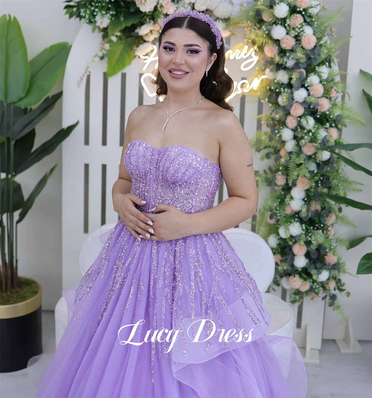 Lucy Wedding Dress Glitter Decoration Line A Evening Elegant Party Dresses Woman Robes De Cocktail Ball Gowns vestidos de fiesta