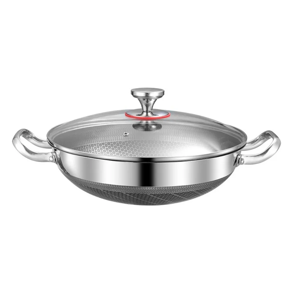 

Durable Stainless Steel Wok Pan 32/34/36cm Food Grade Frying Pan Non-stick Universal Honeycomb Pot Gas Induction Cooker