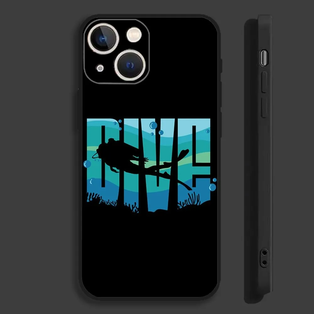 Scuba Diving Phone Case For iPhone 16,15,14,13,12,11,Pro,Max,Plus,Mini,X,XS,XR,8,7,6,S,SE Soft Black Case