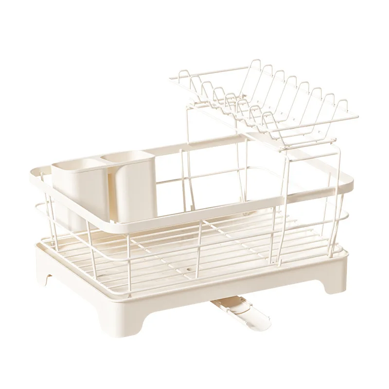 المنزل وعاء من الصلب الكربوني ولوحة استنزاف رف المطبخ تخزين الرف طبقة مزدوجة وعاء وألواح تجفيف مع حامل أواني