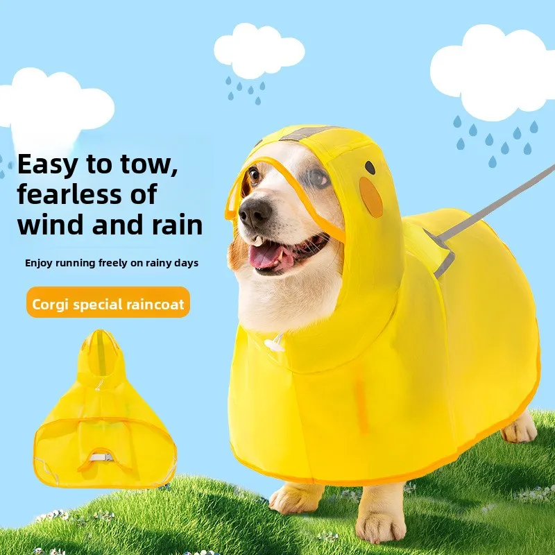 

Corgi Dachshund Dog Duck Raincoat - Waterproof Pet Poncho for Medium & Small Dogs, Keep Dry on Rainy Walks & Outdoor Trips