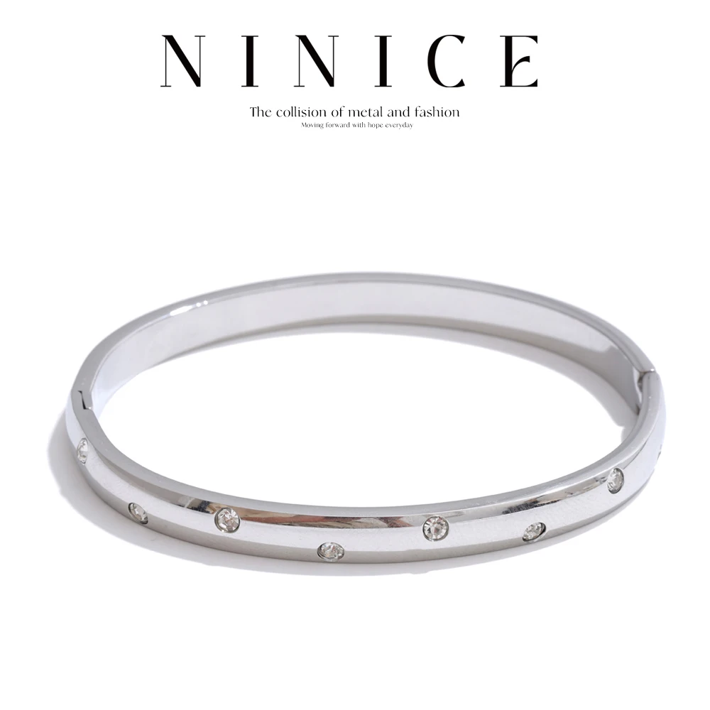 

NiNice Stainless Steel Bracelets Jewellery Woman Cubic Zirconia Fashionable Personalized Minimalist Design Classic Gift New