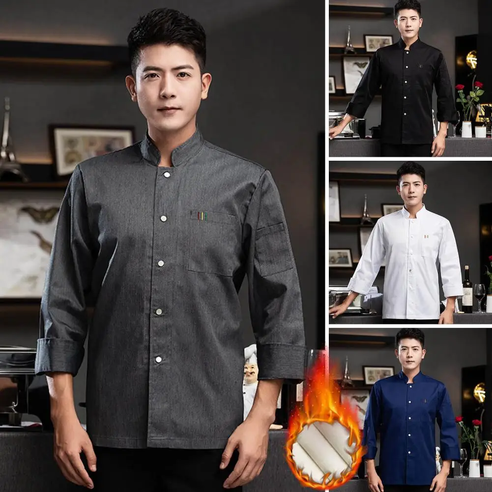 Non-stick Funisex Hotel Canteen Shirtabric Professional Long Sleeve Chef Uniform for Hotel Canteen Bakery Stand for Unisex