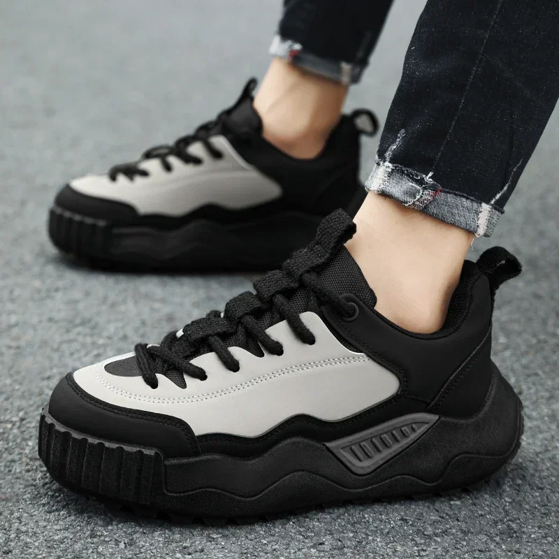 New Autumn and Winter Versatile Casual Shoes with Leather Surface,Sports Running,Thick Soles, and Elevated Outdoor Fashion Shoes