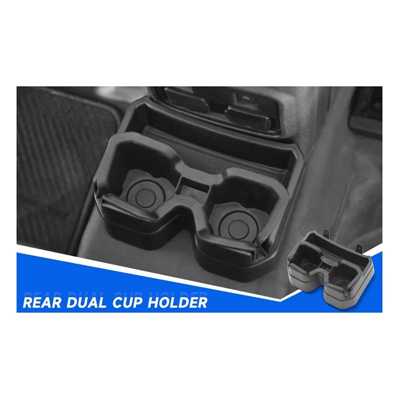 Rear Dual Cup Holder Compatible For Ford Bronco Parts Accessories 2021 2022 2023, Expander Removable