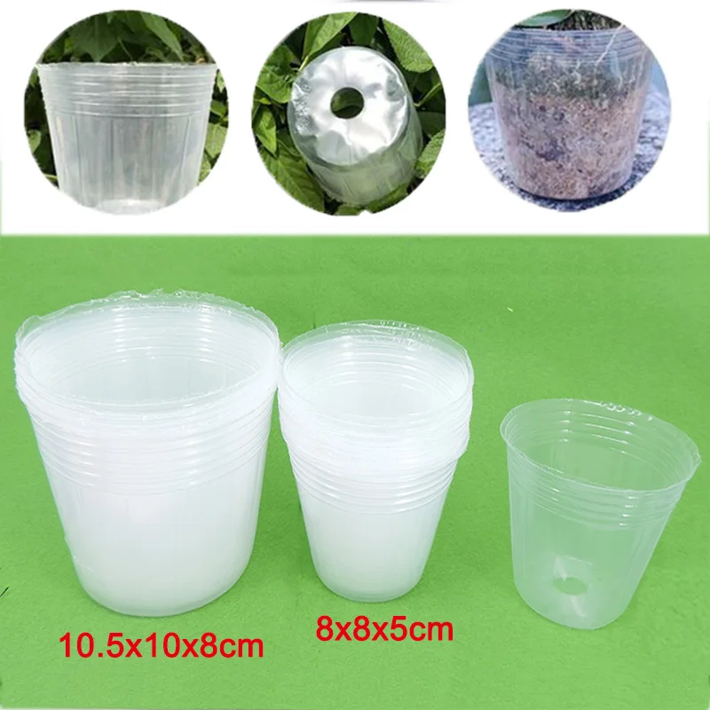 8cm 10cm Garden transparent Nursery flower Pots Plastic Flower Planting grow Nutrition Cup for veg Orchid Container u