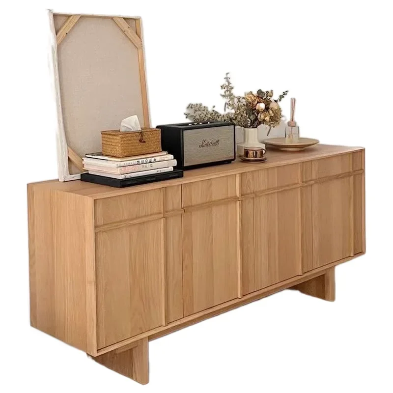 

Japanese solid wood sideboard, modern simple cupboard, vintage storage cabinet, ash chest of drawers, living room pantry