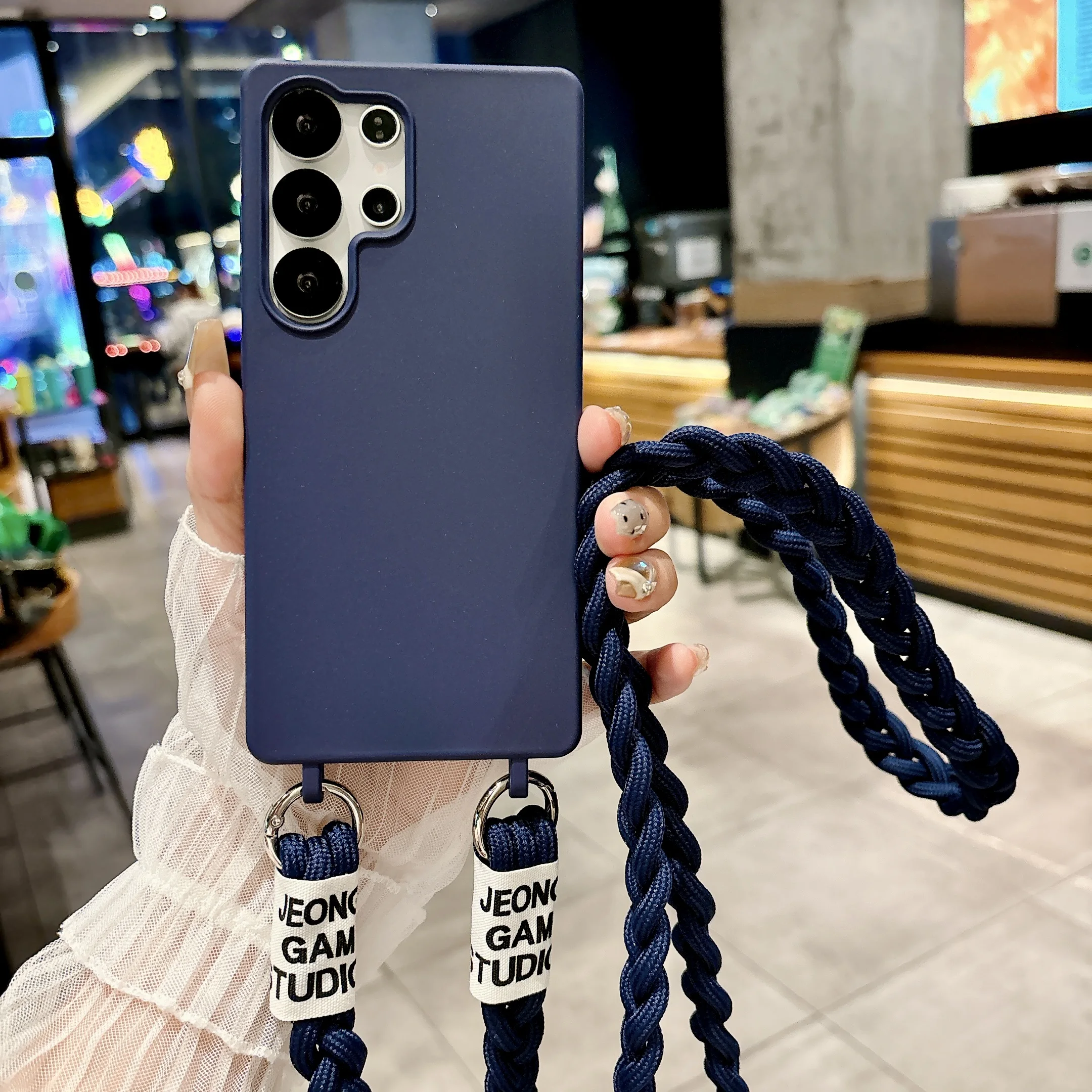 Candy Colored Frosted Long Rope Phone Case For Samsung Galaxy A17 A16 A15 A14 A13 A12 A07 A06 A05 A05S 4G 5G Shockproof Cover ﻿