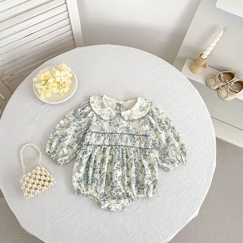 2026 Neu 0-24M Frühling Kleinkind Mädchen Strampler Langarm Baumwolle Kragen Baby Mädchen Overall Kinder Bedruckte Kleidung – Detail 3