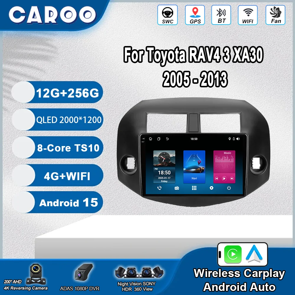 

Android 15 Car DVD Carplay For Toyota RAV4 3 XA30 2005 -2013 Auto Radio Stereo GPS Navigation Multimedia Player QLED Screen WIFI