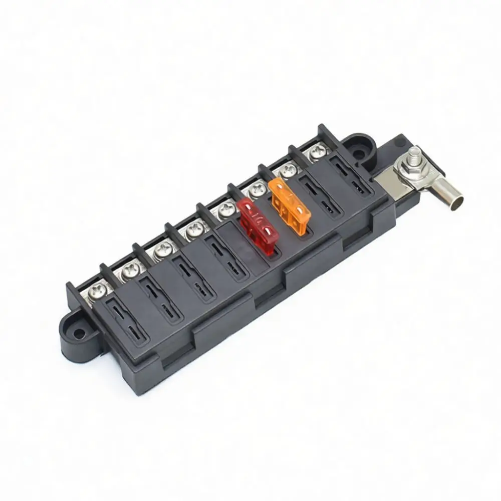 Vehicle Fuse Box Holder Nylon Block With 6 3mm Connector For Automotive Circuit Protection And Installation