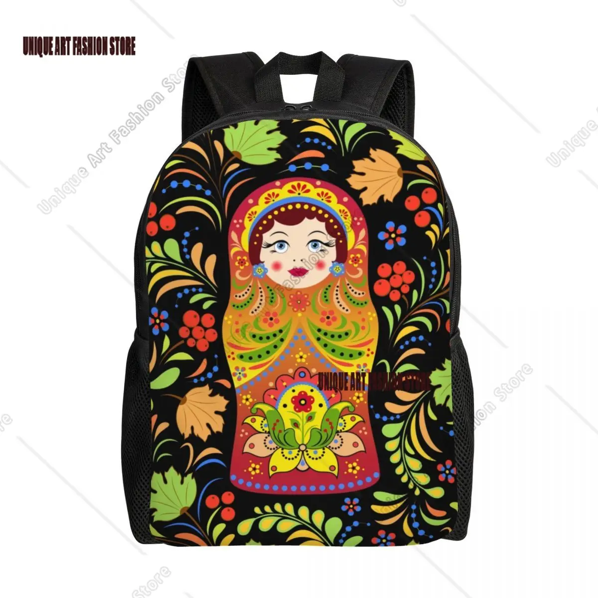 3D Print Russian Babushka Matryoshka Doll Backpacks for Girls Boys College School Travel Bags Men Bookbag Fits 15 Inch Laptop