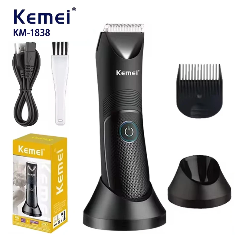 Kemei KM-1838 Groin Area Hair Trimmer Lawn Mower Ceramic Blade Waterproof Wet Dry Clippers Pubic Armpit Body Hair Hygiene Razor