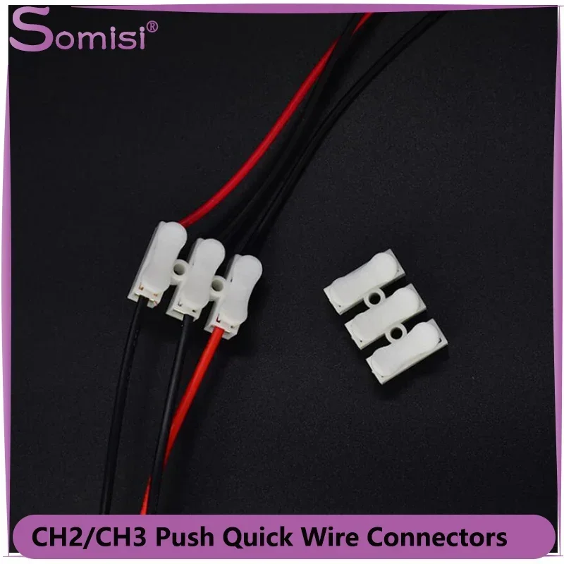 CH2/CH3 Push Quick Splice Wire Connector High Pressure Resistant 2pin 3pin 10A 220V White Cable Wiring Terminal