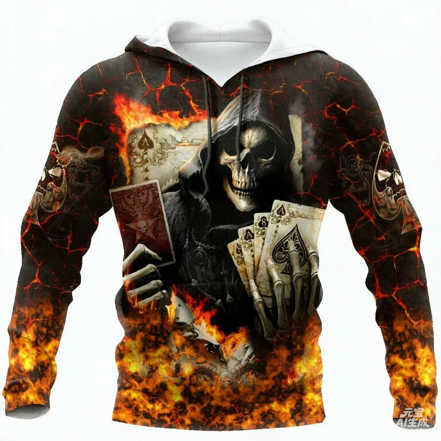 26/27 Men Hoodies 3D Print Horror Flaming Skull Graphic Fashion New Style Casual Pullover Personality Oversize Men Clothing Tops