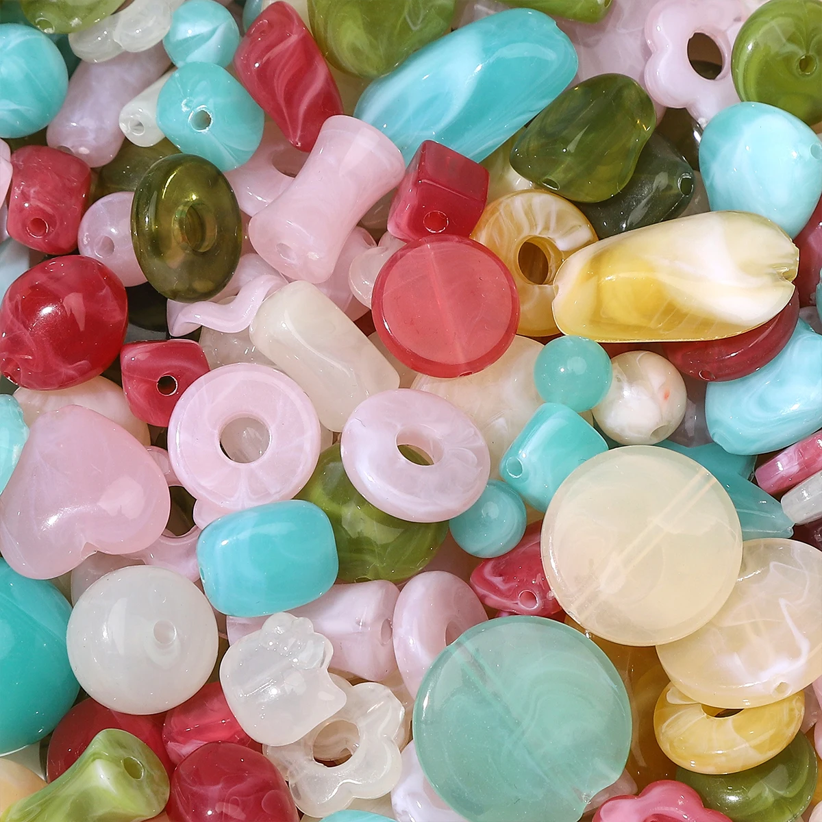 50g New Arrival Acrylic Summer Beach Color Shaped Mixed Beads Boho Style Spacer Beads DIY Bracelet Necklace Making Accessories - view 5