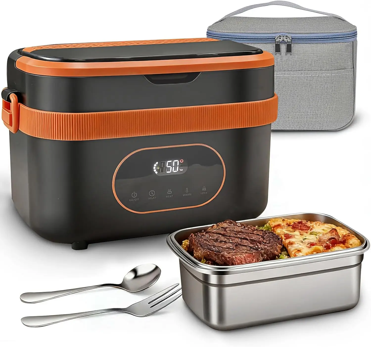

Cordless Electric Lunch Box,20000mAh Heated Lunch Box Rechargeable Battery Powered Self-Heating Food Warmer,1.5L Large