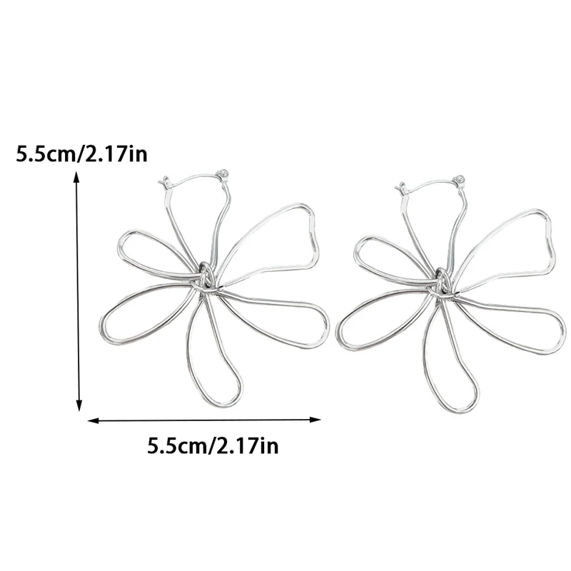 Fashion Hollow Out Flower Earrings For Women Minimalist Metal Lines Hoop Earrings Female Girl Daily Jewelry Accessories Gift