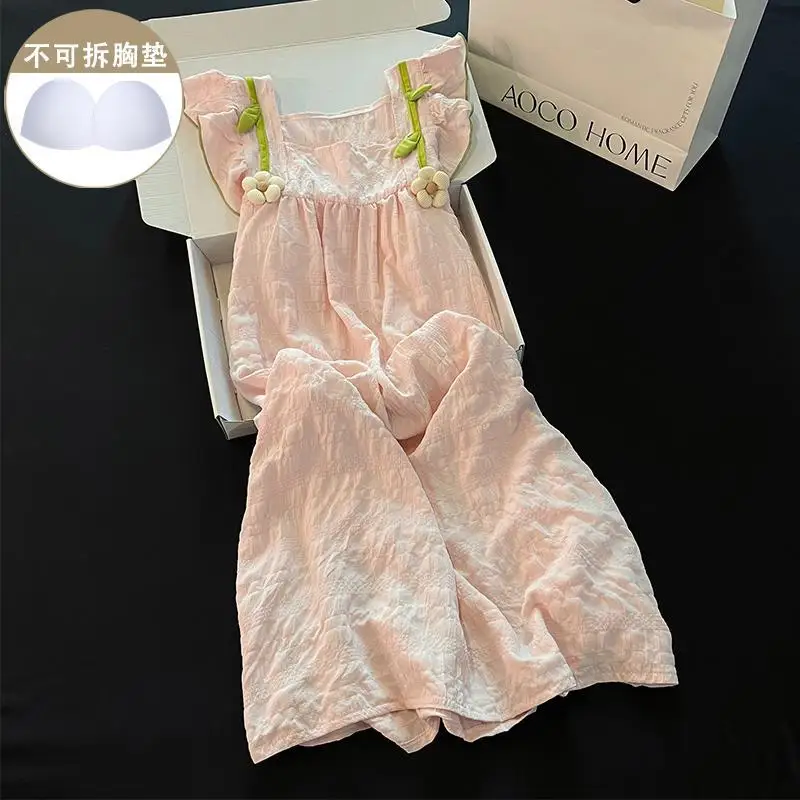 Nightgowns Women's Clothes Summer Thin New Suspenders Bustier Home Simple Cozy Casual Slim Loose Fit Temperament Airy Cool Sweet