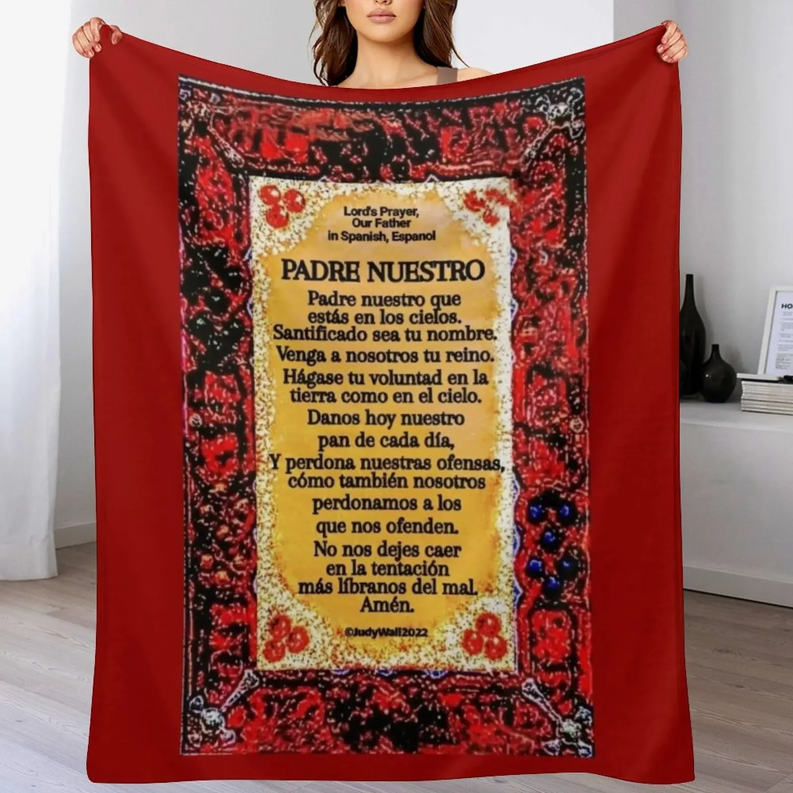 

Spanish 3, Lord's Prayer, Padre Nuestro, Our Father, Throw Blanket Luxury St Travel Custom Camping Blankets
