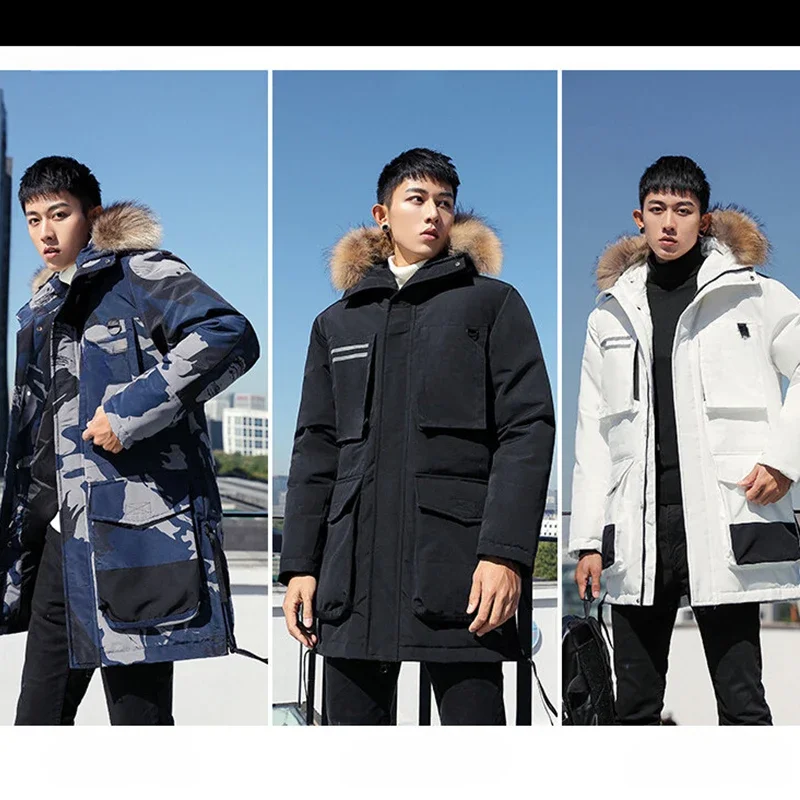 

Casual Warm Fashion Coat Big Goose Men's Down Jacket in Winter Korean Version Youth Long Thick Winter Clothing Daily Coat jacket