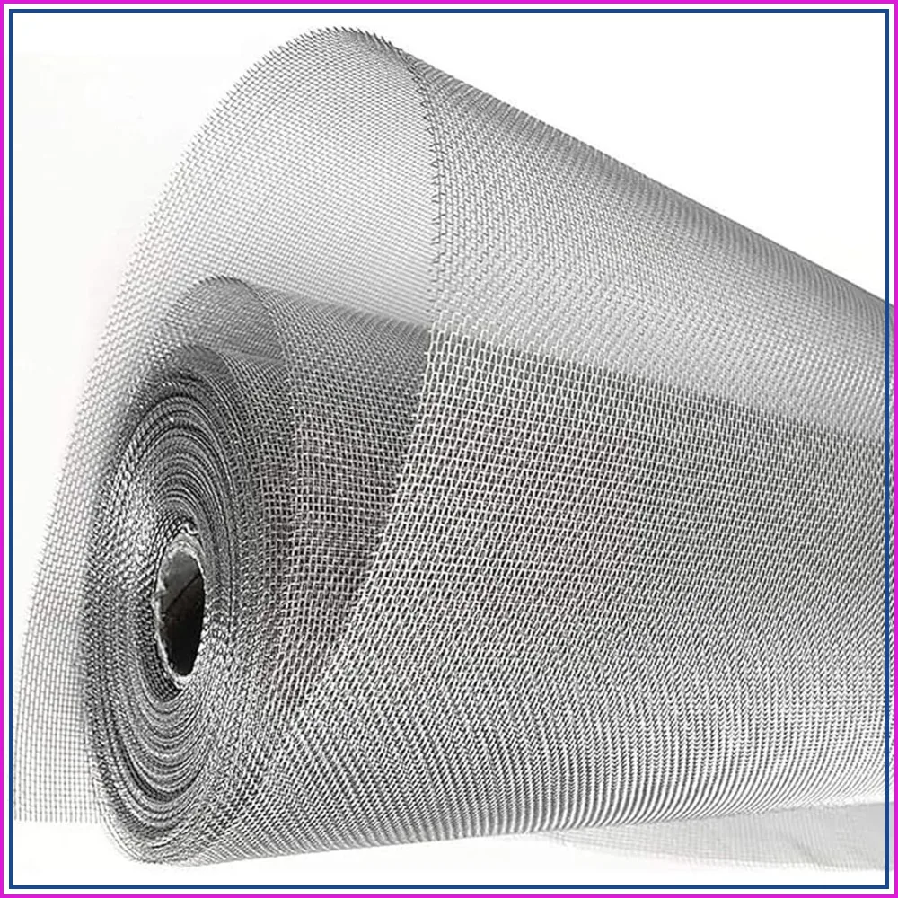 

304 Stainless Steel Woven Wire Mesh Window Screen, Prevent Rodents & Pests, Easy to Cut & Install, 150x500cm