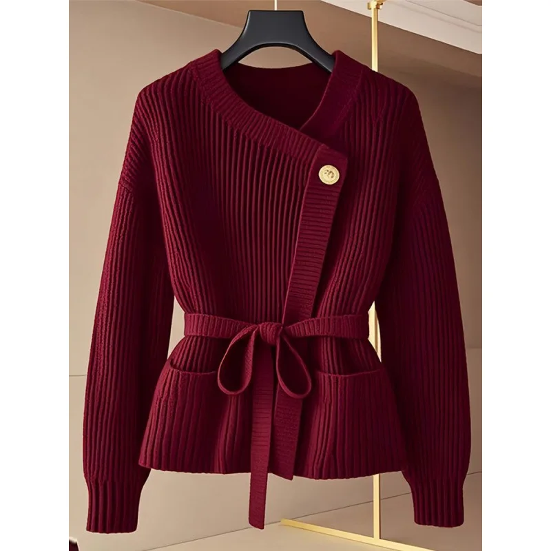 سترة شتوية من Herfst Trui Jas Vrouwen، وضع المزاج المتطابق تمامًا Truien Vrouwelijke Lange mouwen Elegante Top Dames