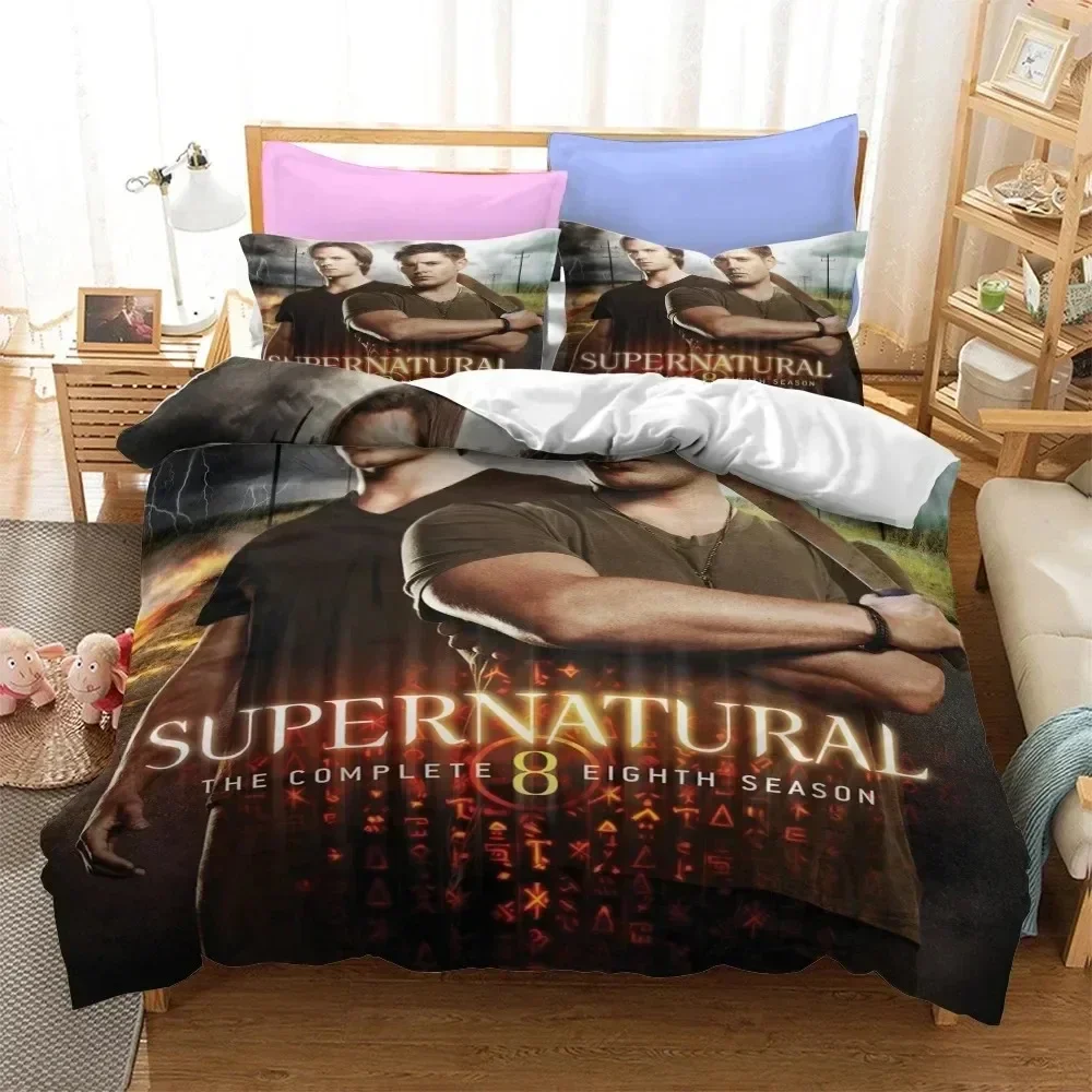 

Popular TV Show Supernatural Bedding Set Printed Bed Set With Pillowcase Bed Duvet Cover Soft Queen King Size Bedclothes Home