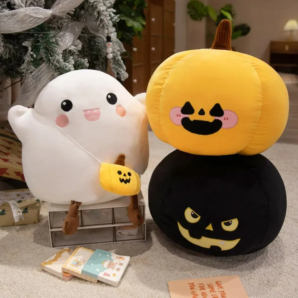 

Kawaii Halloween Pumpkin Ghost Doll Stuffed Plush Toy Handmade Doll Cartoon Anime Cute Girl and Boy Birthday Gift Doll