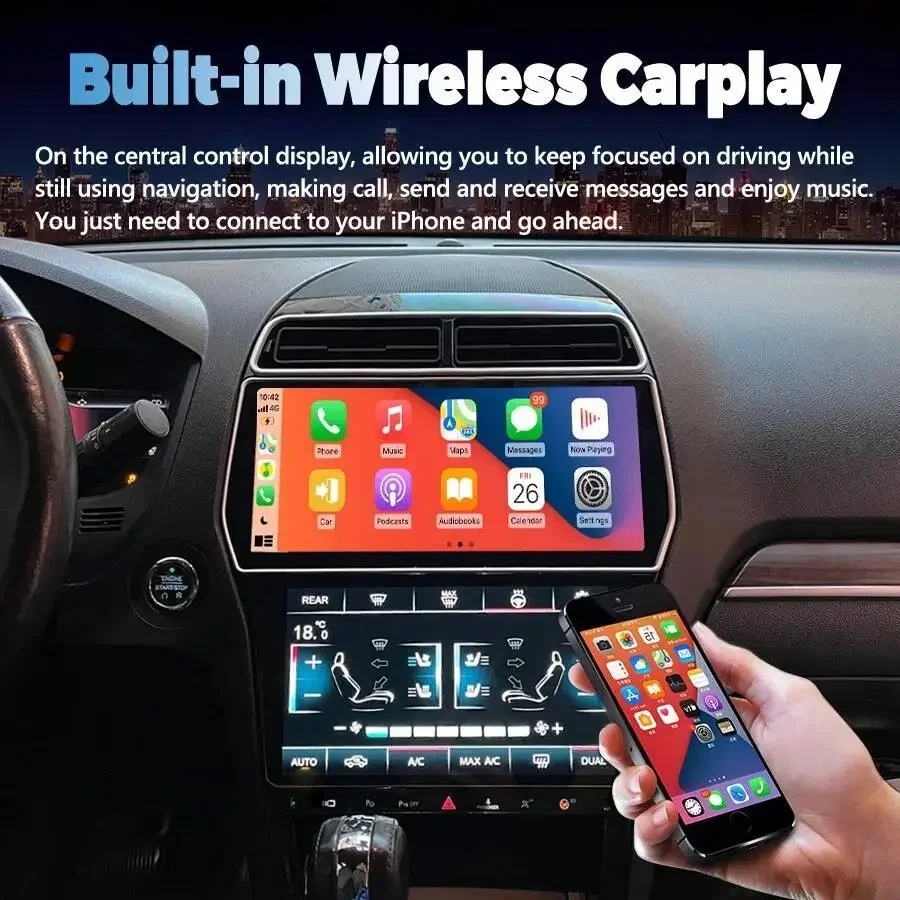 For Ford Explorer 2011-2019 Car Multimedia Video Player GPS Navigation Radio Android  8+256G 8Core Wireless CarPlay 4G AC Screen