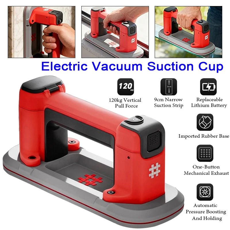 Mini Narrow Strip Suction Cup Smart Digital Display Electric Vacuum Suction Cup for Granite Tile Glass Manual Lifting Powerful