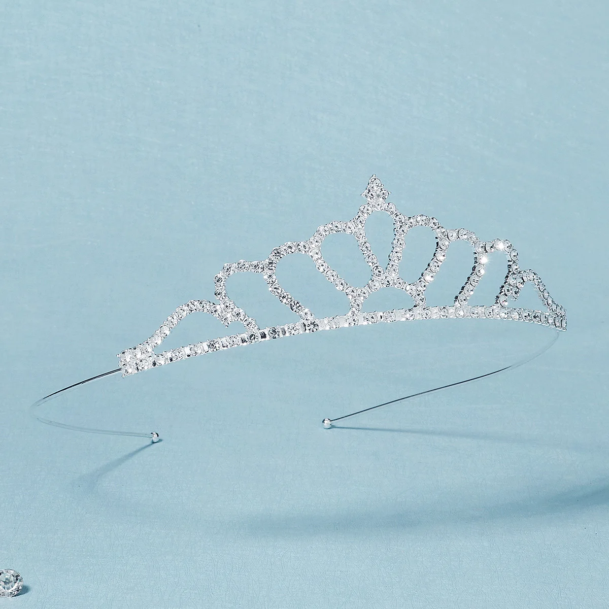 Silber Elegante Einfache Strass Kristall Krone Hochzeit Party Tiara Für Frauen Kleine Blume Mädchen Prinzessin Haar Bands Kopfschmuck – Detail 12