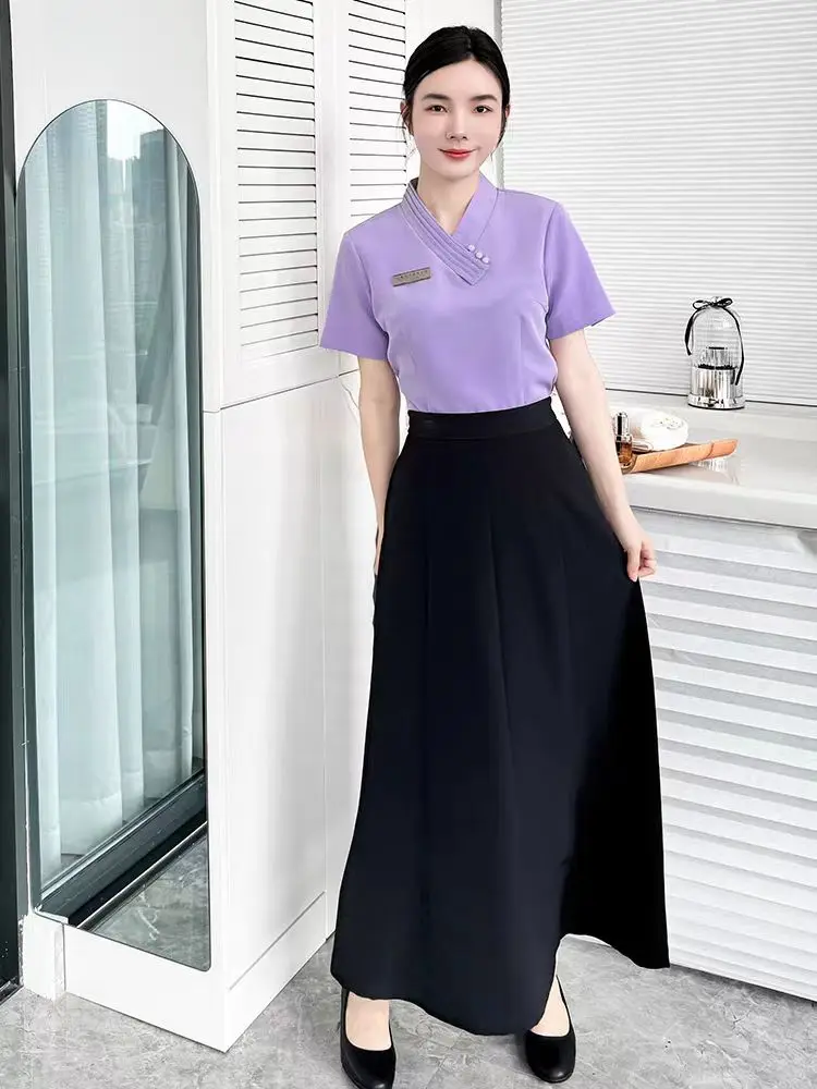 

New Chinese Beauty Salon Workwear Female Spring Summer Beautician Health Club Physiotherapy Technician Skin Management Uniform