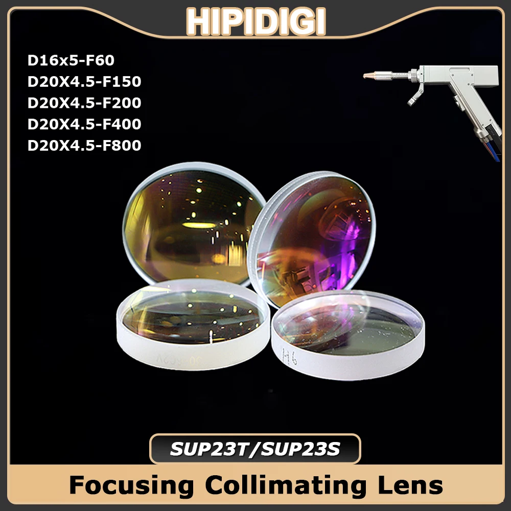 

Фокусирующая и коллимирующая линза волоконного лазера D16 x 5 F60 D20 x 4,5 F150 F200 F400 F800 для ручной лазерной сварочной головки SUP23T SUP23S