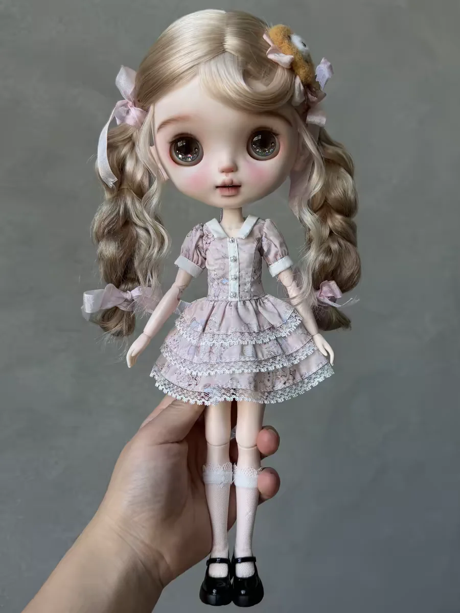 

Новое платье Blythe Baby Dress ob24: розовое/черное/абрикосовое, с короткими рукавами, юбка-кейк, для 19-суставных кукол, летнее