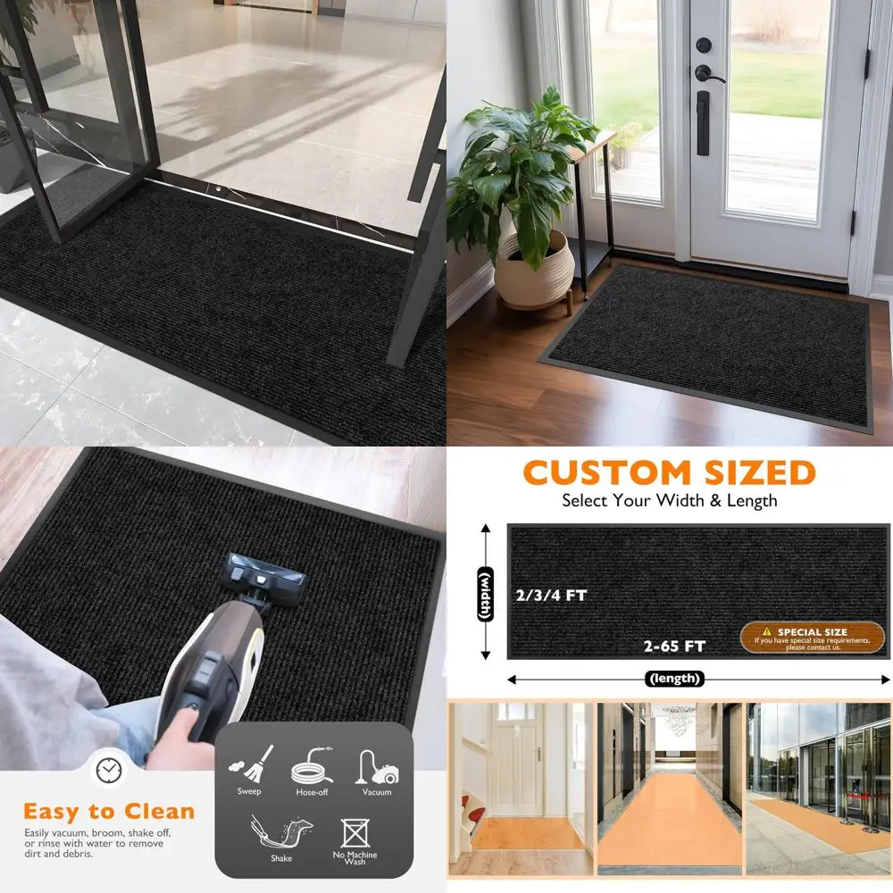 

Heavy-Duty 2FT x 12FT Custom Size Extra Large Entrance Door Mat - Indoor Outdoor Commercial Grade Dirt Trapper Mat