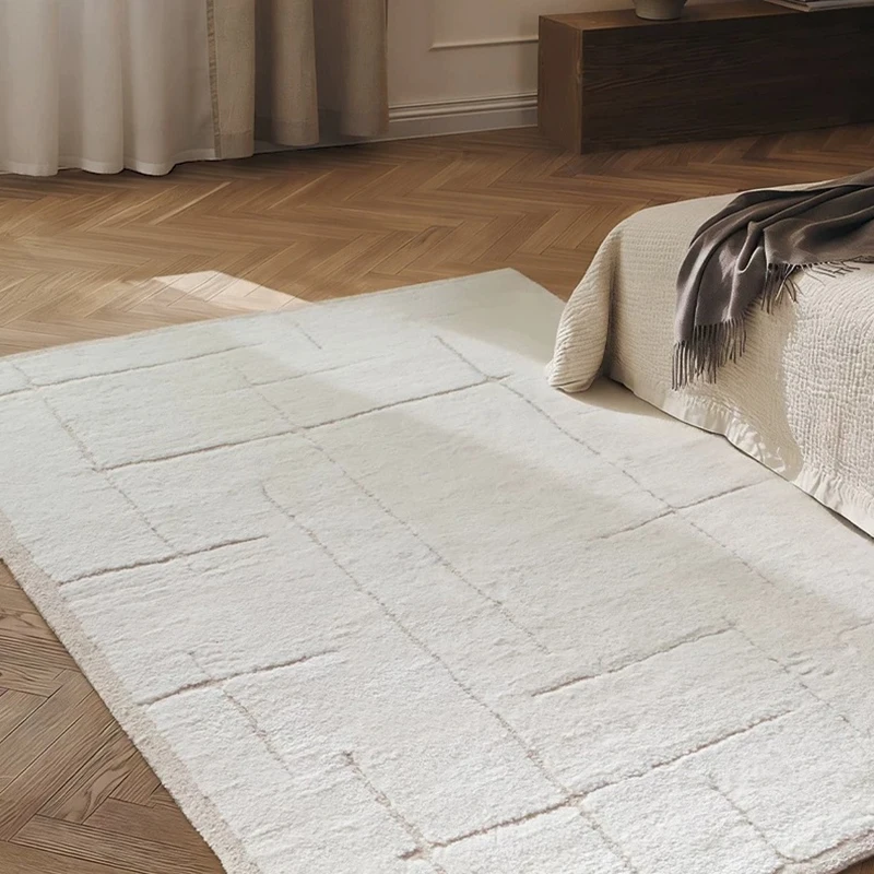 French Cream Style Beige Soft Living Room Carpet Soft Plush Home Area Rug for Bedroom Cloakroom Mat Decoration Sofa Bedside Mat