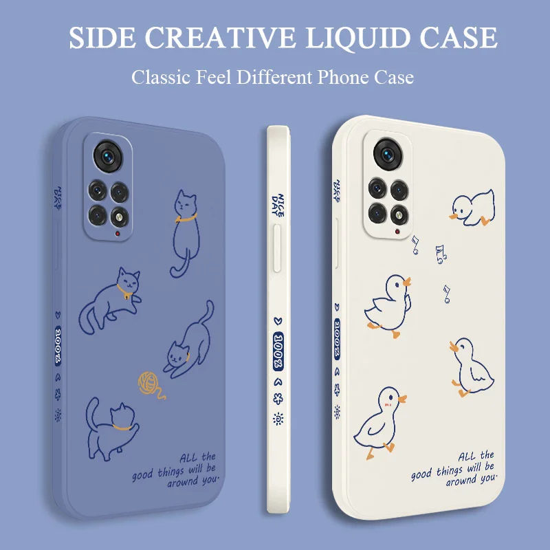 

Cute Line Animals Phone Case For Xiaomi Redmi Note 14 13 12 12S 11 11S 10 10S 9 9S 15 14C Pro Plus 4G 5G Liquid Silicone Cover