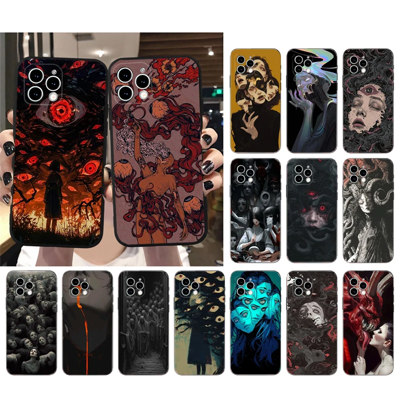 Horror Anime Art Phone Case For iphone 17 Pro Max Air 16 15 14 13 Pro Max 15 16 Pro 15Plus