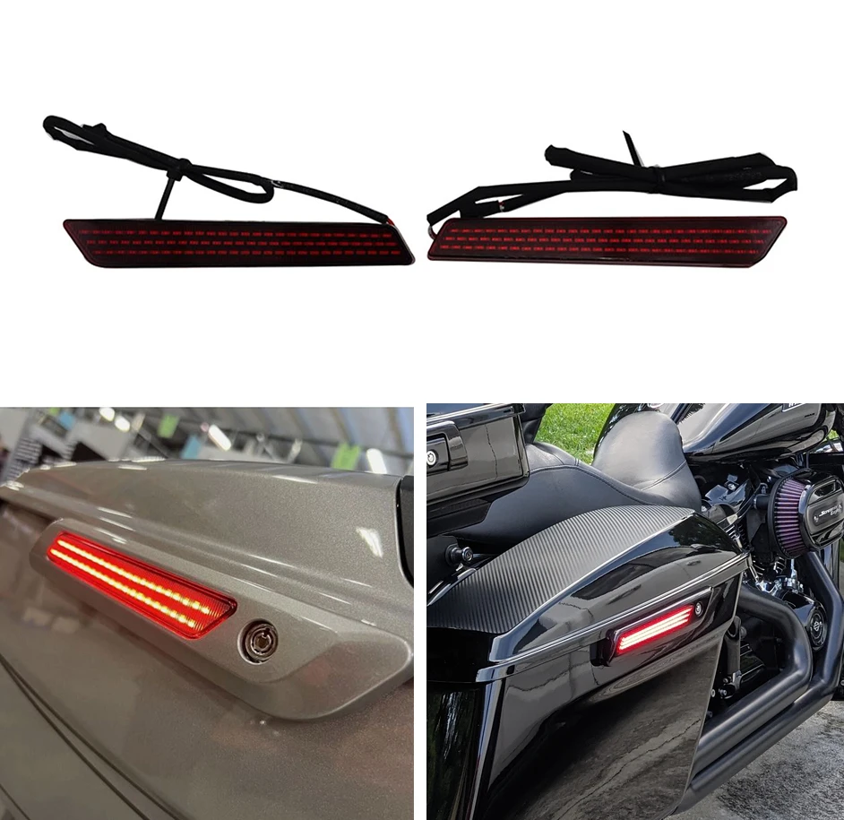 Image of Satteltaschen-Verschlussabdeckung mit LED-Beleuchtung, 81 Rote LEDs, Plug-and-Play, Passend für Harley Touring Electra Glide Road King 2014-2022