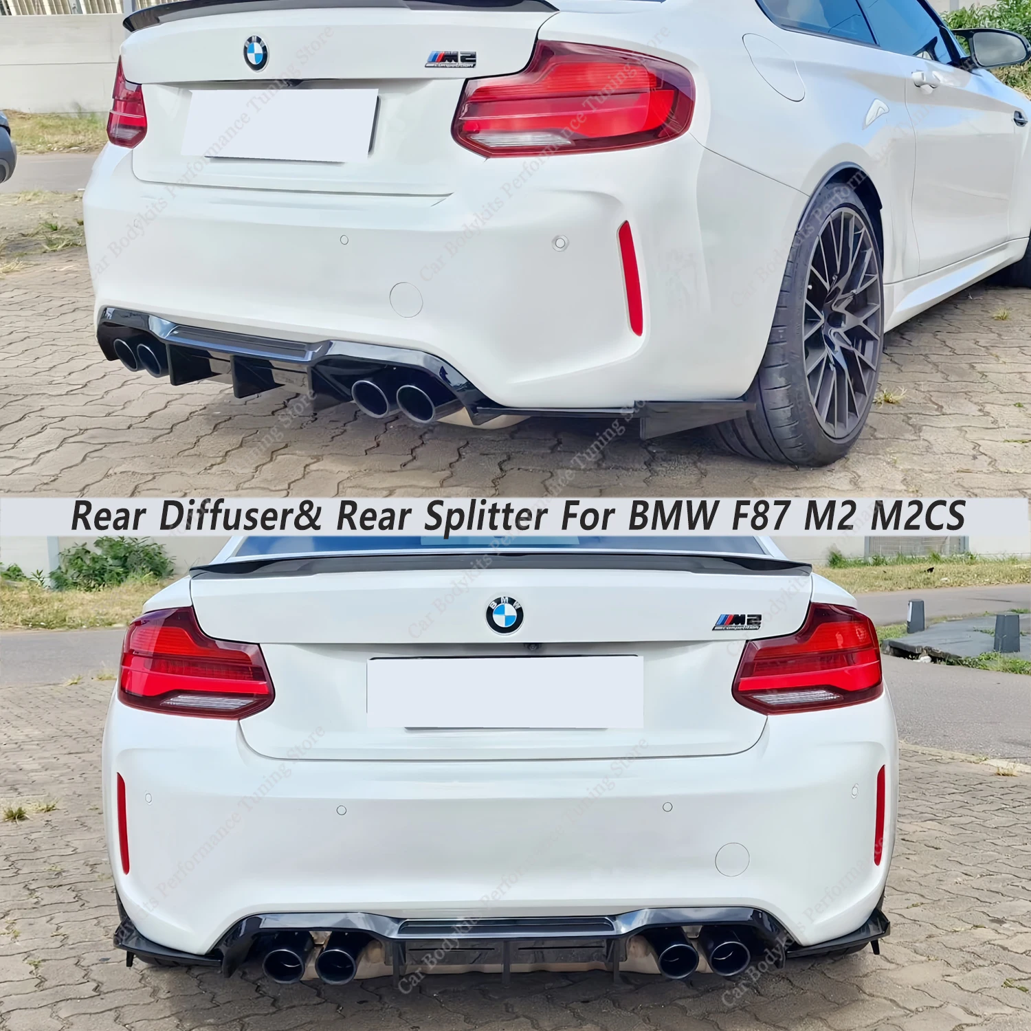 For Bmw F87 M2 MP Style Gloss Black ABS Rear Diffuser&Rear Bumper Splitters M2 M2 CS Competiton 3.0T 2016-2021 Bodykits Tuning