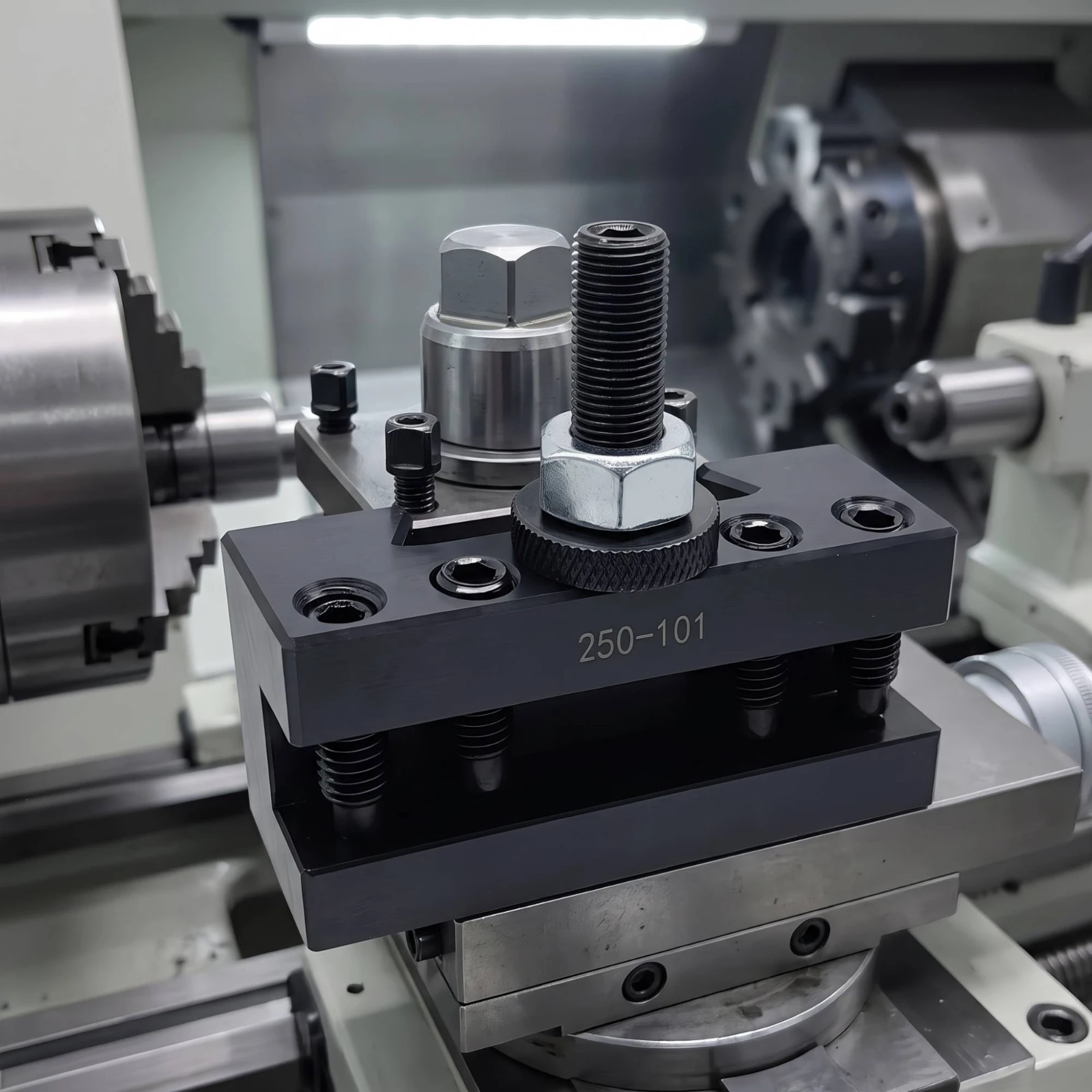 Lathe Tool Post with Adjustment Collar Precision Ground Lathe Tool Holder Turning and Facing Holder Machined Hardware Hardened