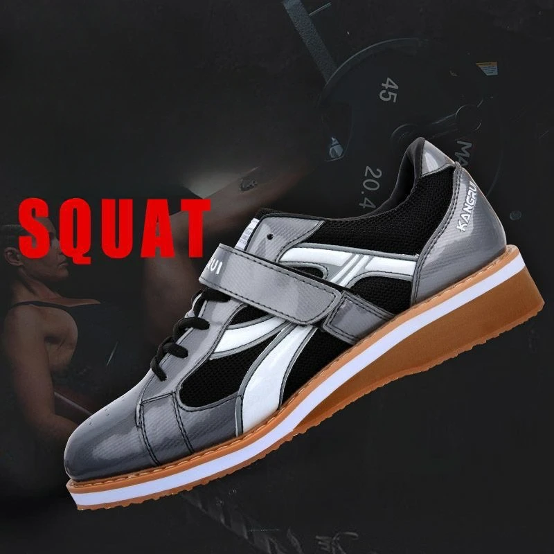 Zapatos profesionales de levantamiento de pesas para hombre y mujer, zapatillas de gimnasio transpirables, color blanco y gris, talla 35-46