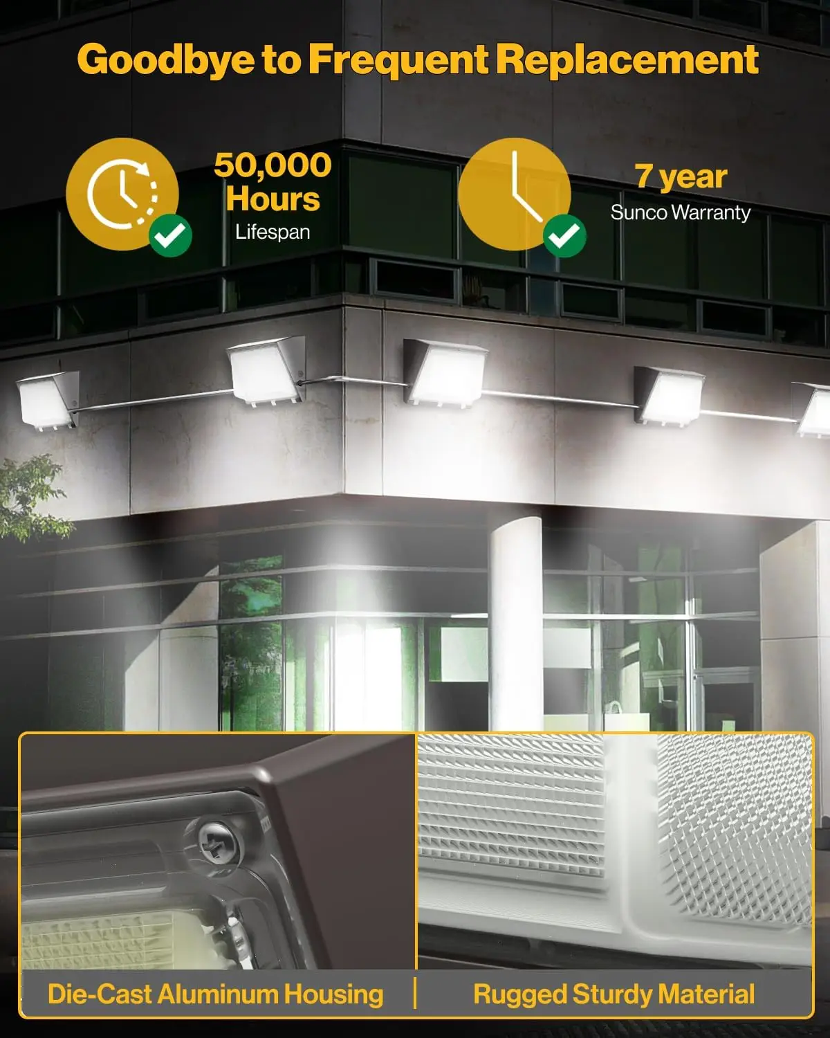 6 120 W LED Wall Pack Zewnętrzny czujnik zmierzchu do świtu Fotokomórka Przemysłowy ściemnialny wodoodporny Bezpieczeństwo klasy komercyjnej W