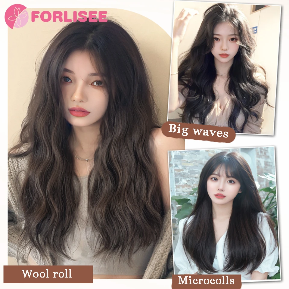 FORLISEE Curly Hair Wig Fluffy Hair Volume One Piece Wig Long Hair Hair Extensions For Women U-shaped Hair Extensions