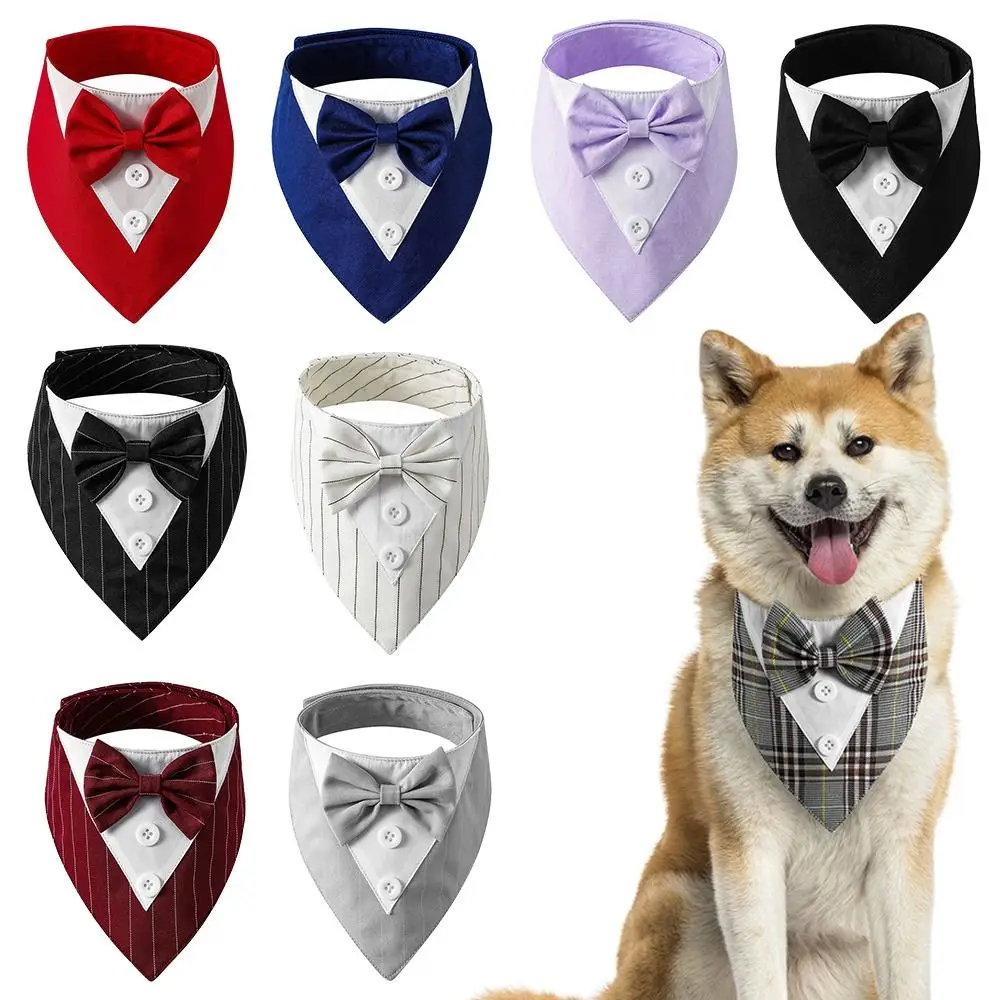 Formal Pet British Wedding Suit Gentleman Scarf Bow Tie Collar Dog Triangle Towel Saliva Towel Pet Decoration Accessories