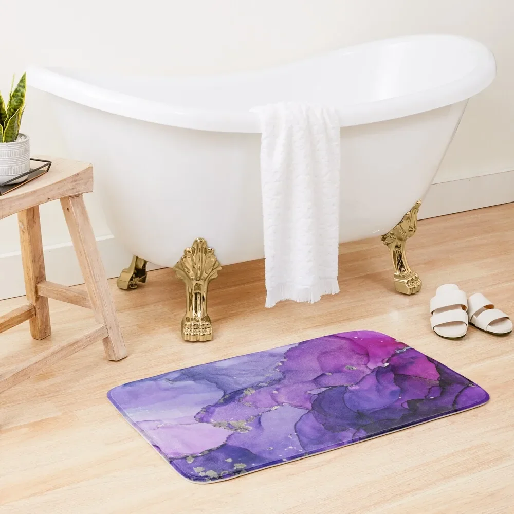 Violet Magenta Chrome Abstract Ink Bath Mat Room Carpet Bath Carpet Mat