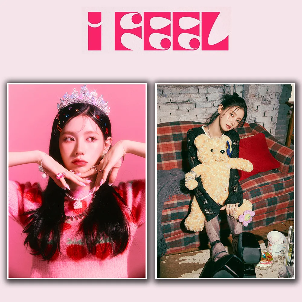 2PCS KPOP (G)I-DLE Poster NEW Album I FEEL Sticky Poster Whitepaper Sticker Room Bar Cafe Wall Decoration Fans Collection Gift