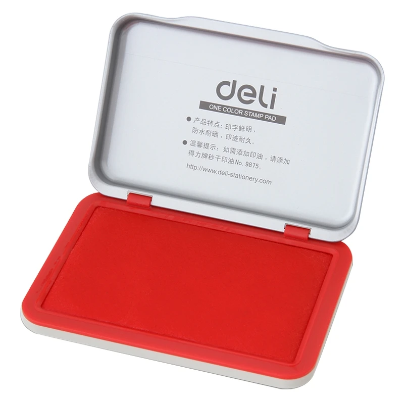 DELI – tampon encreur rouge carré, 1 pièce, tampon étanche à séchage rapide pour joints, fourniture de bureau, haute qualité