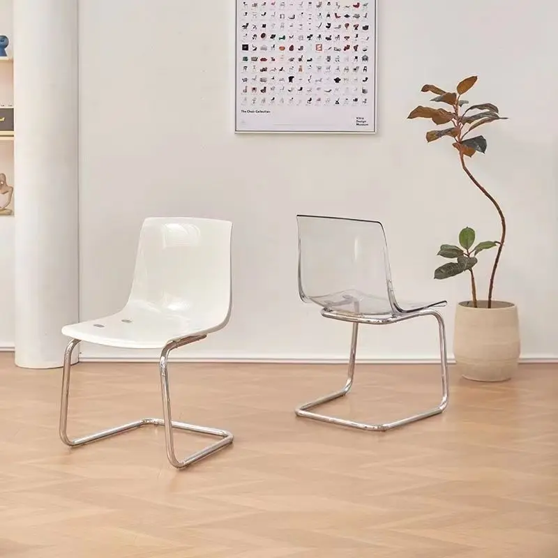 Transparent Acrylic Stackable Side Chair Soft Cushion Back Indoor Home Makeup Rest Furniture